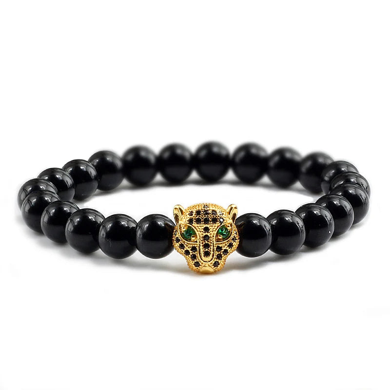 Black Volcanic Healing Balance Stone Beads Men's Bracelet - 12 Style