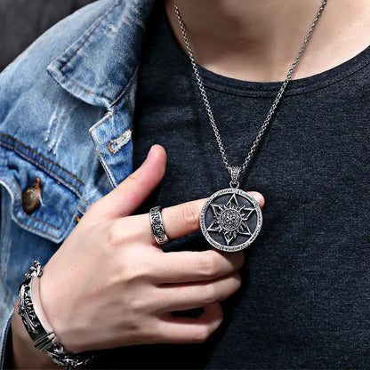 Bold Men's Titanium Steel Star Necklace with Pendant