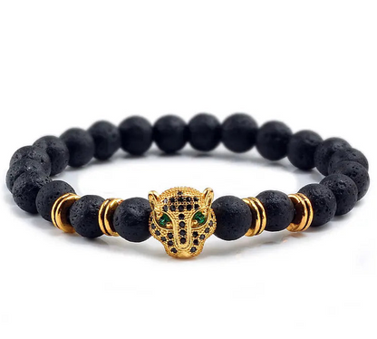 Black Volcanic Healing Balance Stone Beads Men's Bracelet - 12 Style