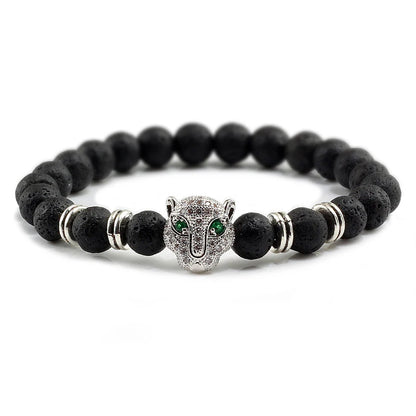 Black Volcanic Healing Balance Stone Beads Men's Bracelet - 12 Style