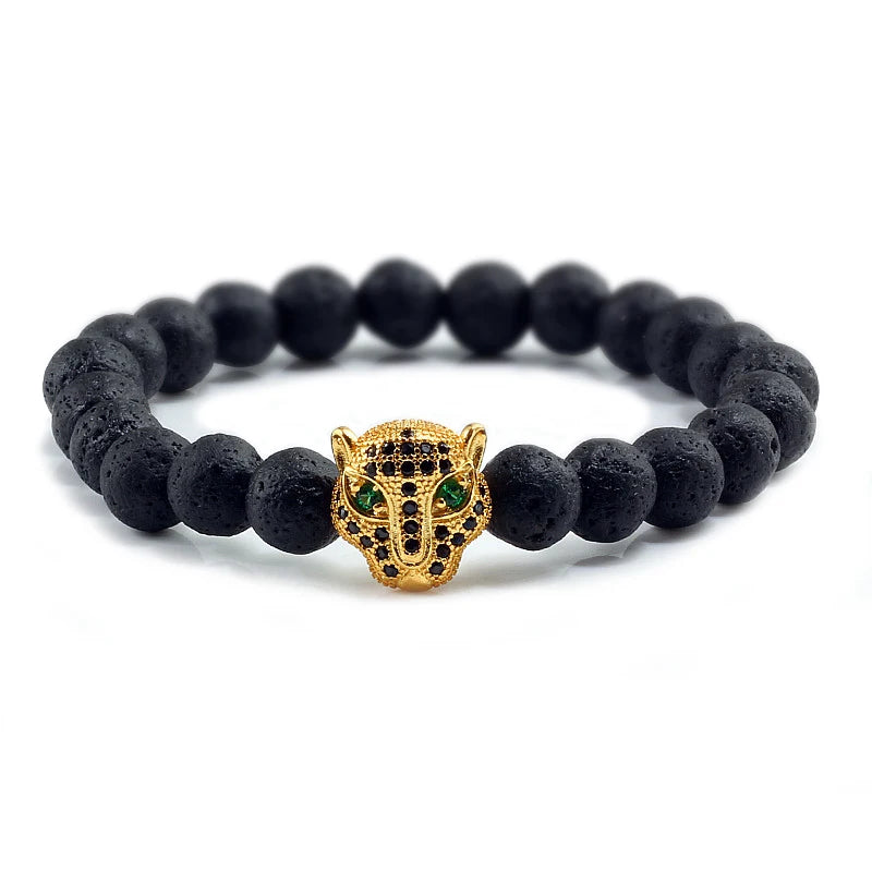 Black Volcanic Healing Balance Stone Beads Men's Bracelet - 12 Style