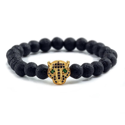 Black Volcanic Healing Balance Stone Beads Men's Bracelet - 12 Style