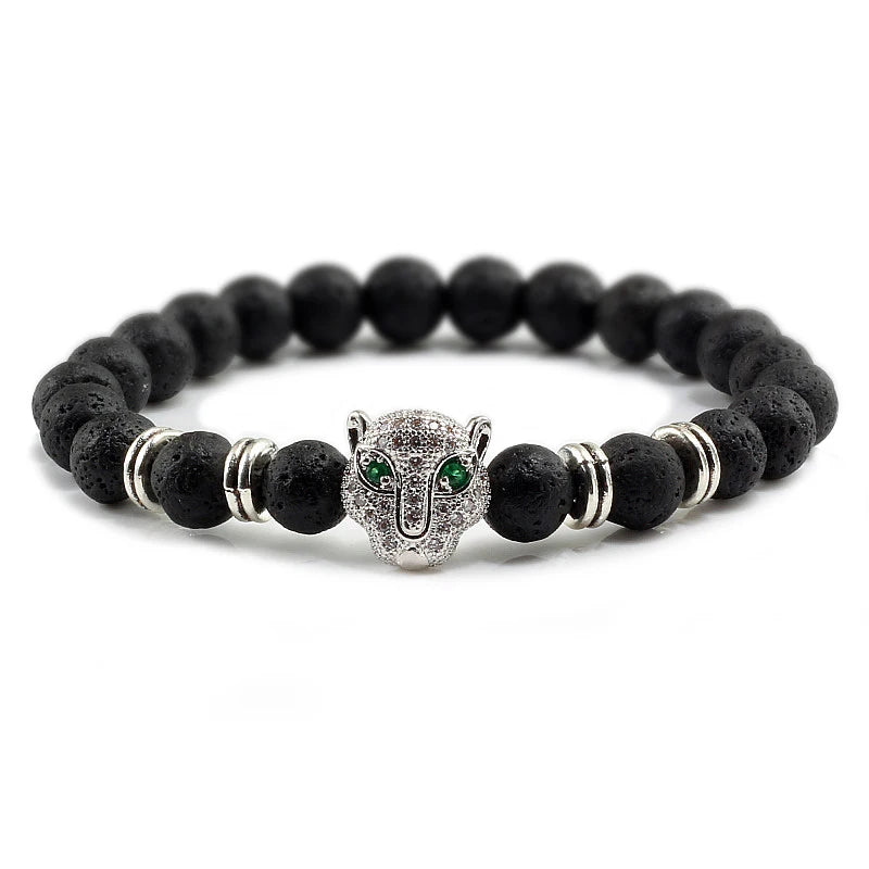 Black Volcanic Healing Balance Stone Beads Men's Bracelet - 12 Style