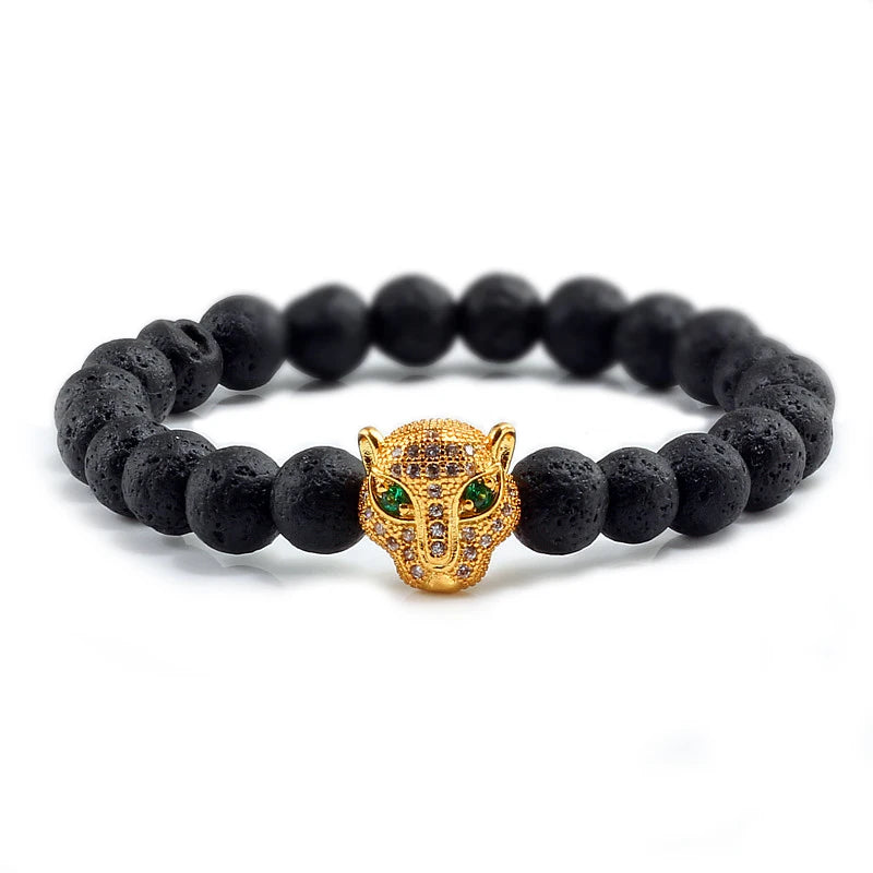 Black Volcanic Healing Balance Stone Beads Men's Bracelet - 12 Style