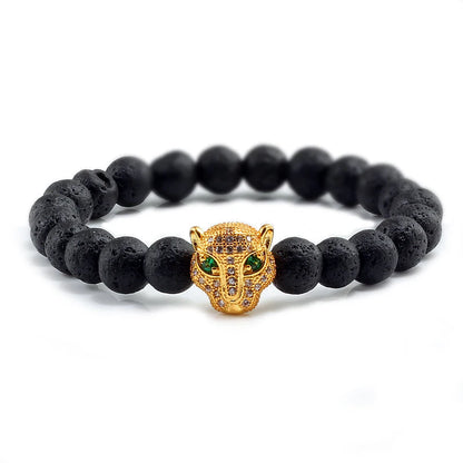 Black Volcanic Healing Balance Stone Beads Men's Bracelet - 12 Style