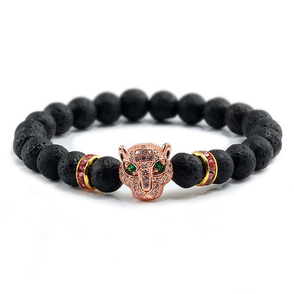 Black Volcanic Healing Balance Stone Beads Men's Bracelet - 12 Style