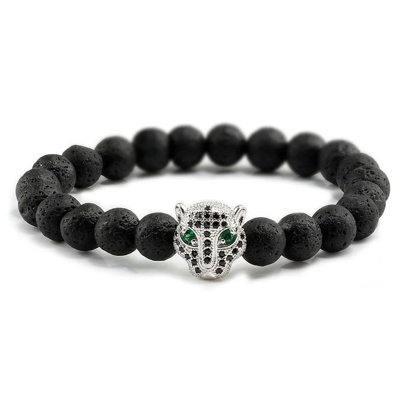 Black Volcanic Healing Balance Stone Beads Men's Bracelet - 12 Style