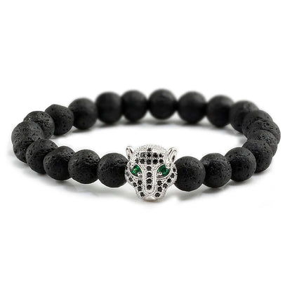 Black Volcanic Healing Balance Stone Beads Men's Bracelet - 12 Style