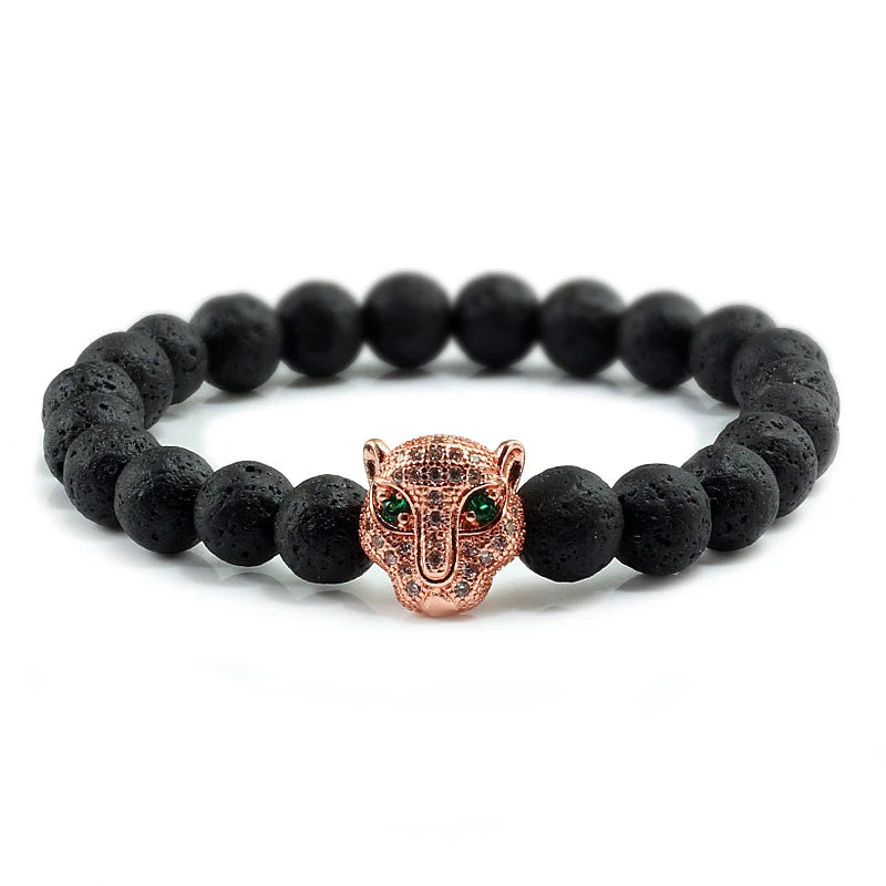Black Volcanic Healing Balance Stone Beads Men's Bracelet - 12 Style