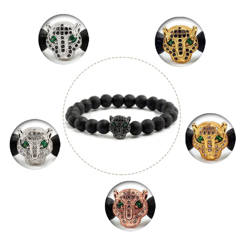 Black Volcanic Healing Balance Stone Beads Men's Bracelet - 12 Style