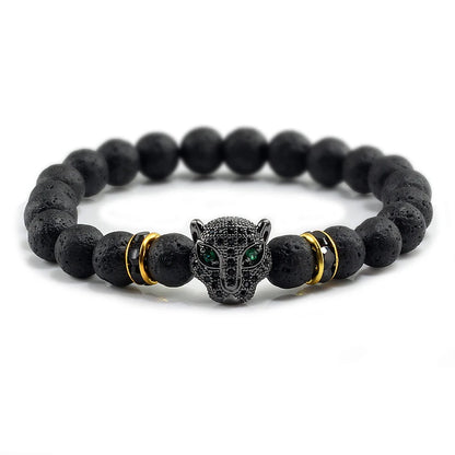 Black Volcanic Healing Balance Stone Beads Men's Bracelet - 12 Style