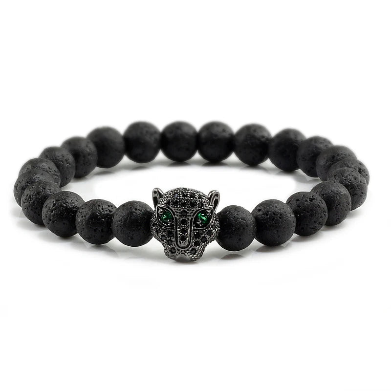 Black Volcanic Healing Balance Stone Beads Men's Bracelet - 12 Style