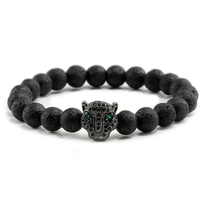 Black Volcanic Healing Balance Stone Beads Men's Bracelet - 12 Style