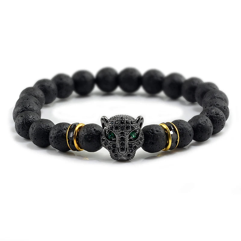 Black Volcanic Healing Balance Stone Beads Men's Bracelet - 12 Style