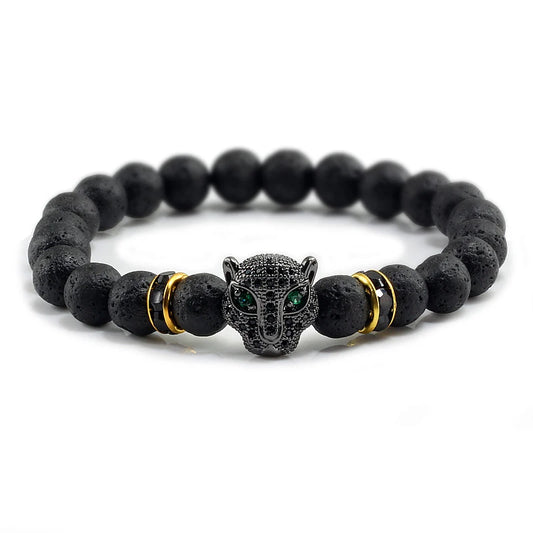 Black Volcanic Healing Balance Stone Beads Men's Bracelet - 12 Style
