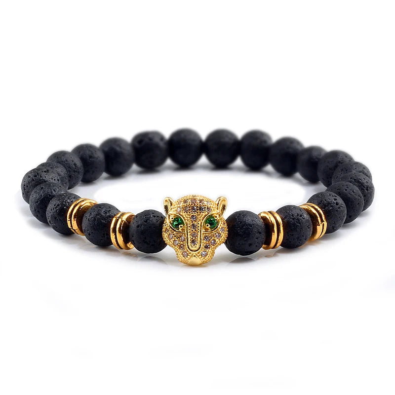 Black Volcanic Healing Balance Stone Beads Men's Bracelet - 12 Style