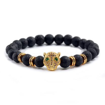 Black Volcanic Healing Balance Stone Beads Men's Bracelet - 12 Style