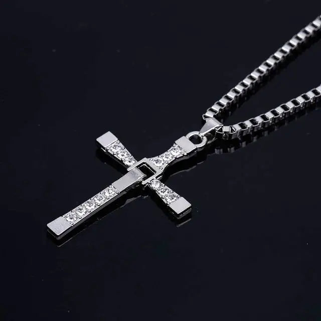 Simple Men's Cross Box Chain Necklace