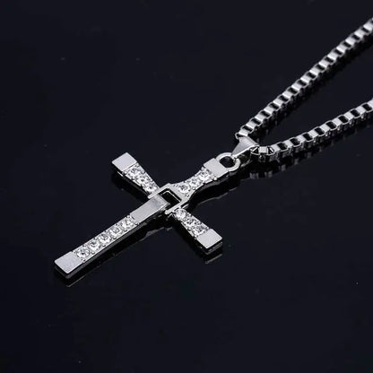 Simple Men's Cross Box Chain Necklace