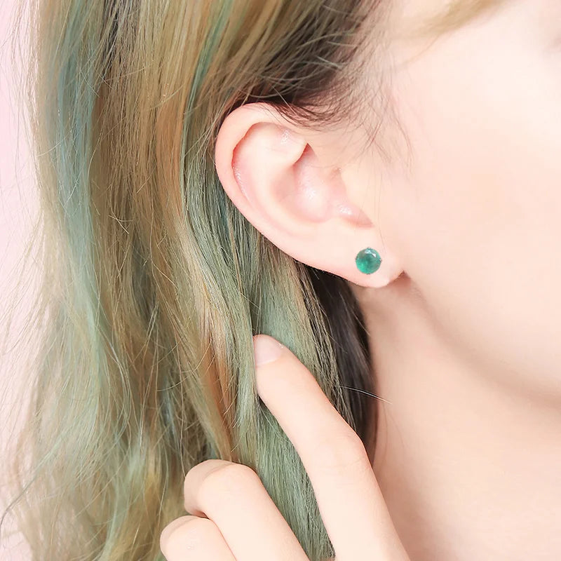 Real Natural Emerald Earrings Sterling 925 Silver Elegant Fine Jewelry For Women Lady Party Wedding Gift with Box