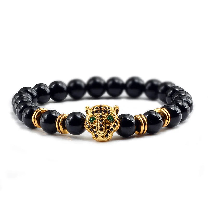 Black Volcanic Healing Balance Stone Beads Men's Bracelet - 12 Style