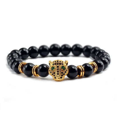 Black Volcanic Healing Balance Stone Beads Men's Bracelet - 12 Style