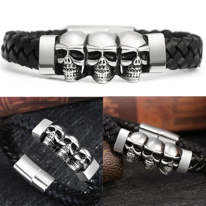Men Jewelry Black Braided Leather Bracelets