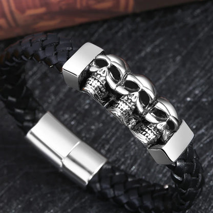 Men Jewelry Black Braided Leather Bracelets