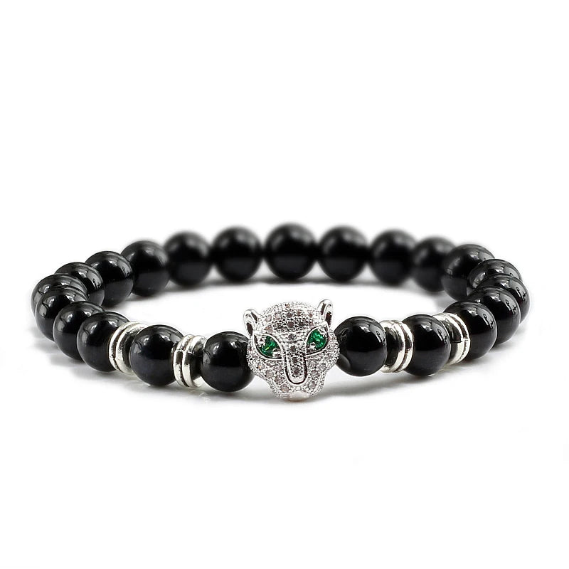 Black Volcanic Healing Balance Stone Beads Men's Bracelet - 12 Style