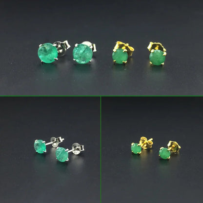 Real Natural Emerald Earrings Sterling 925 Silver Elegant Fine Jewelry For Women Lady Party Wedding Gift with Box