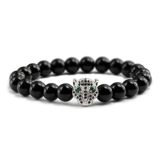 Black Volcanic Healing Balance Stone Beads Men's Bracelet - 12 Style