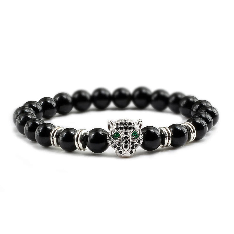 Black Volcanic Healing Balance Stone Beads Men's Bracelet - 12 Style