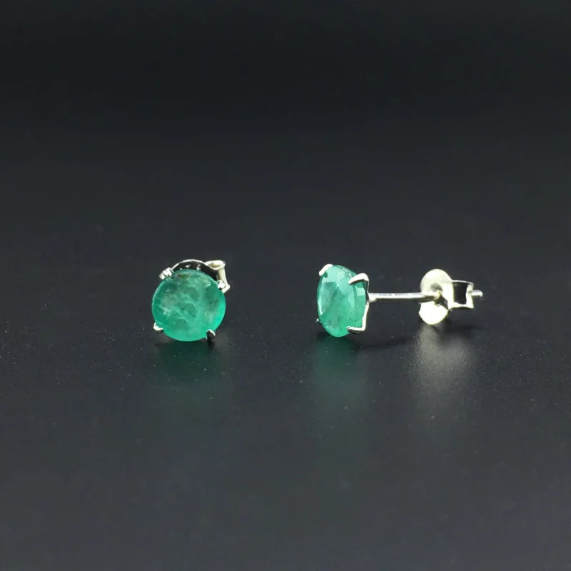 Real Natural Emerald Earrings Sterling 925 Silver Elegant Fine Jewelry For Women Lady Party Wedding Gift with Box