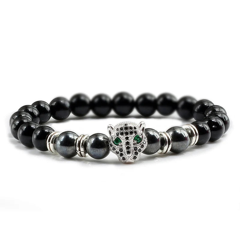 Black Volcanic Healing Balance Stone Beads Men's Bracelet - 12 Style