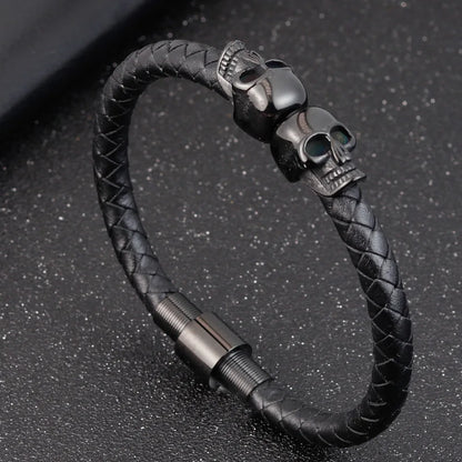 Men Jewelry Black Braided Leather Bracelets