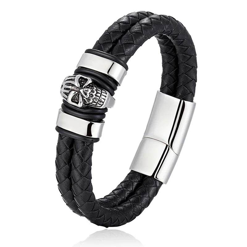 Men Jewelry Black Braided Leather Bracelets