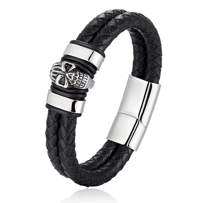 Men Jewelry Black Braided Leather Bracelets