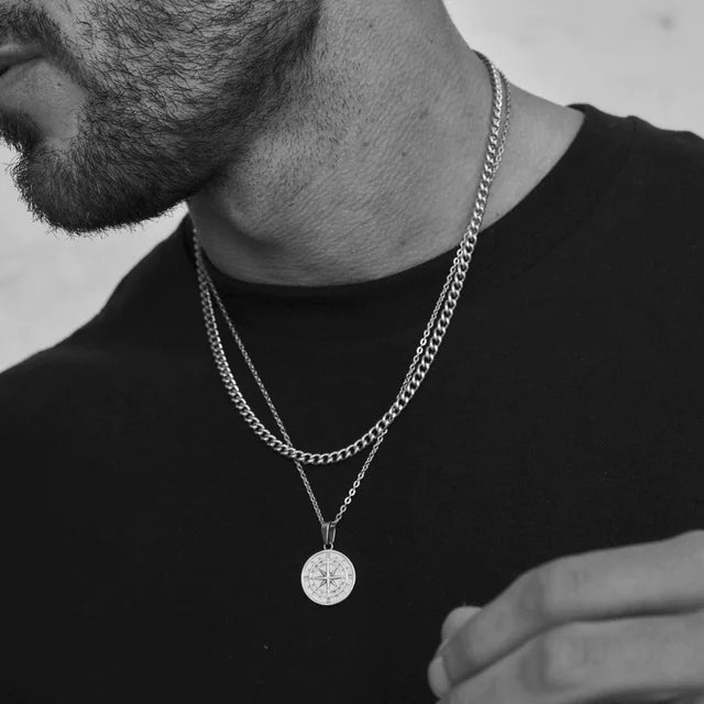 Men's Compass Pendant Necklace
