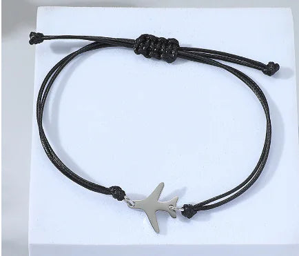 Classic Airplane Pendant Hand-woven Red Rope Bracelet
