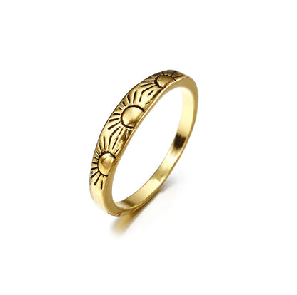 14K Gold Sun Ring for Women