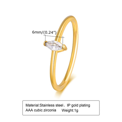 Minimal Zircon Gold Ring for Women
