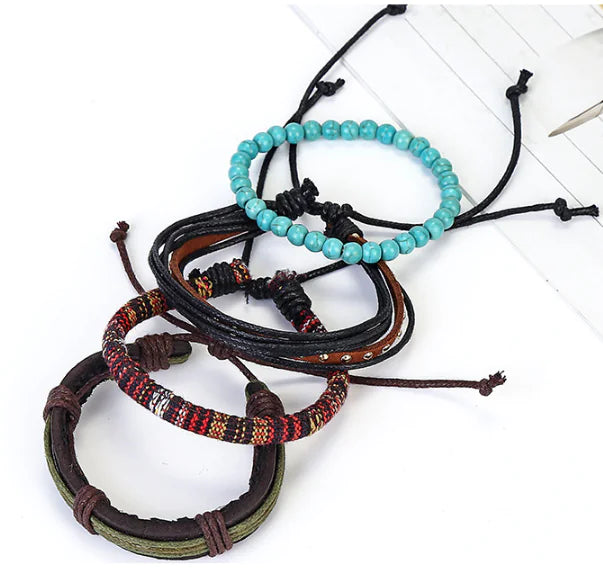 Vintage Cowhide Men's Bracelet and Wristband Collection