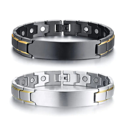 Magnetic Stainless Steel Engraved Men's Bracelet
