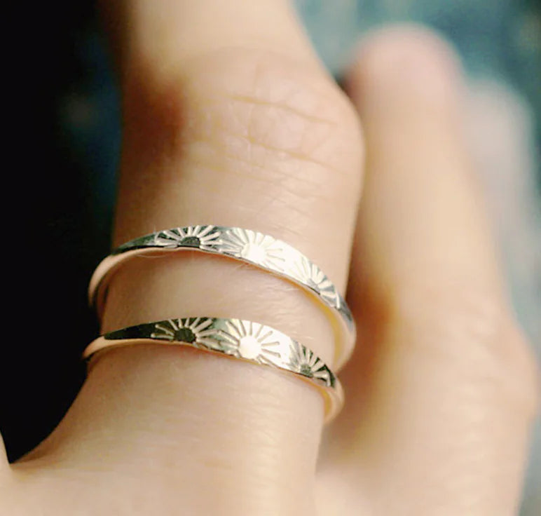 14K Gold Sun Ring for Women