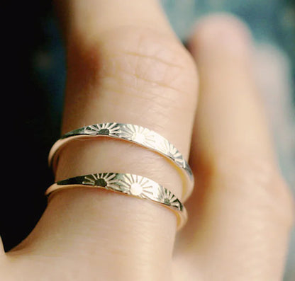 14K Gold Sun Ring for Women