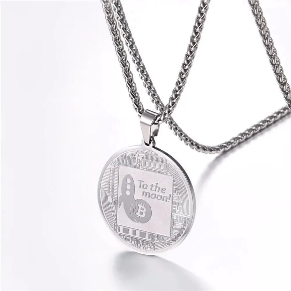 Men's Titanium Steel Bitcoin Pendant Necklace