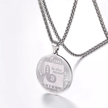 Men's Titanium Steel Bitcoin Pendant Necklace