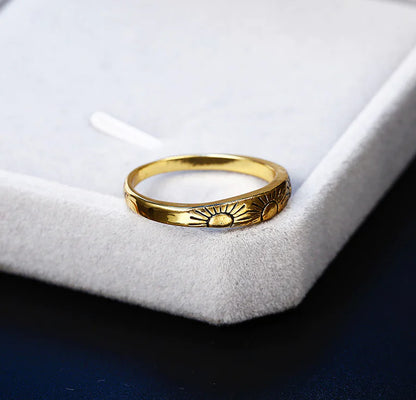 14K Gold Sun Ring for Women