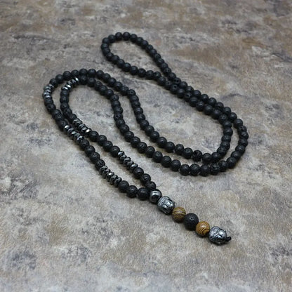 Men's Necklace with 6mm Lava Stone Pendant