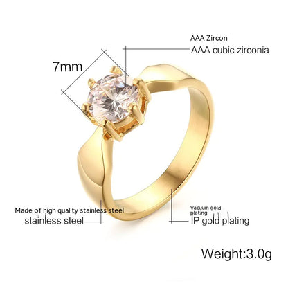 Minimal Zircon Gold Ring for Women